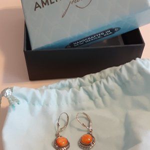 Sterling Gemstone Leaf Lever-Back Earrings